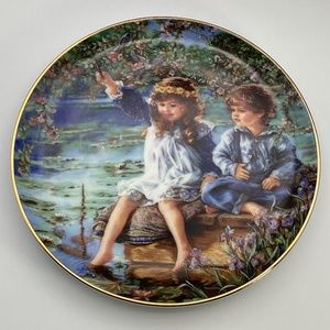 Sandra Kuck Collector’s Plate “Patience” big sister and little brother fishing